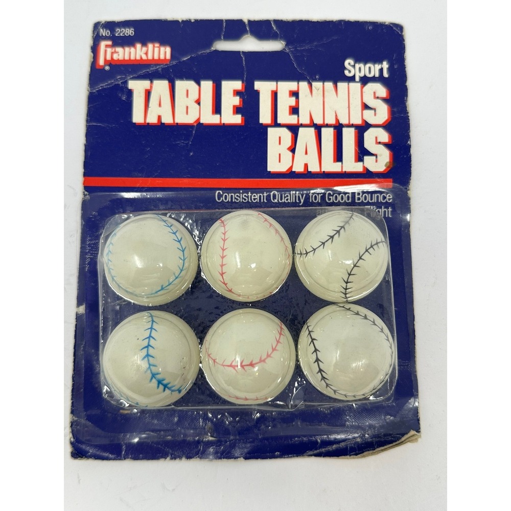 Vintage Franklin Sport Table Tennis Balls Baseball Stitch 6 Pack No 2286 NOS B0